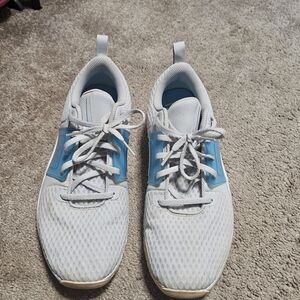 White and Blue Athletic Sneakers